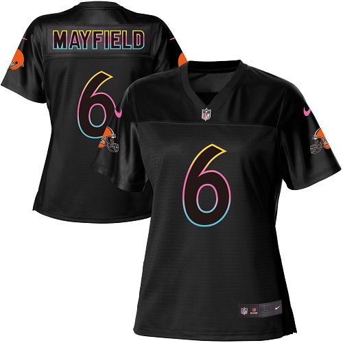 Nike Browns #6 Baker Mayfield Black Women's NFL Fashion Game Jersey